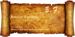 Benis Ferenc névjegykártya