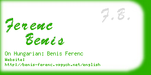 ferenc benis business card